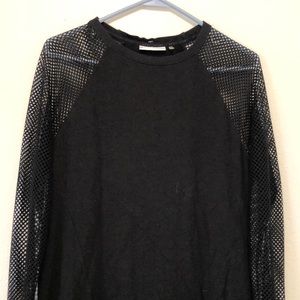 Dkny women black sport top with mesh long sleeve, size S